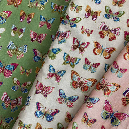 Makower Fabric Makower Luxe Butterflies Cream 2613-Q  - The Sewing Studio