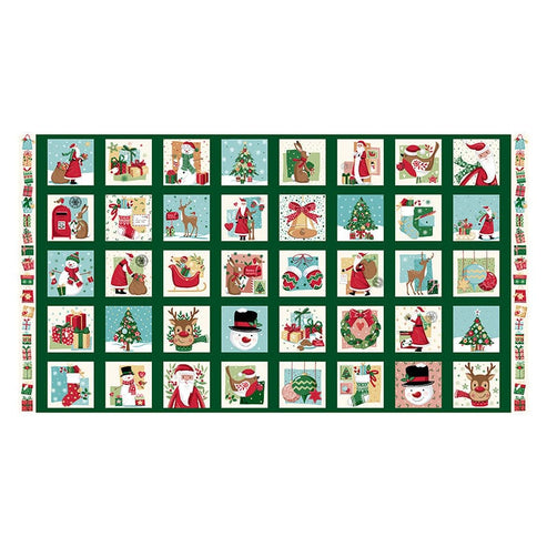 Makower Fabric Panels & Labels Makower Christmas Wishes Squares Fabric Panel 040-1