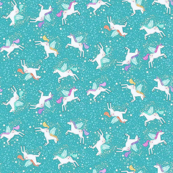 Makower Fairy Dust Unicorn Turquoise 050-T Main Image