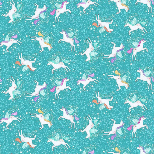 Makower Fairy Dust Unicorn Turquoise 050-T Main Image