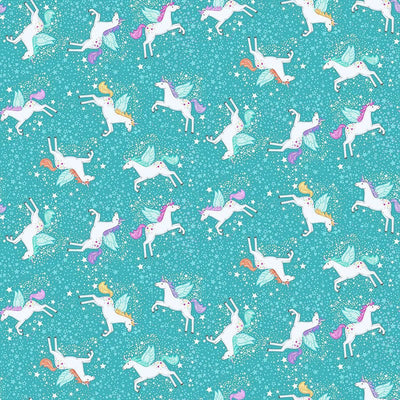 Makower Fairy Dust Unicorn Turquoise 050-T