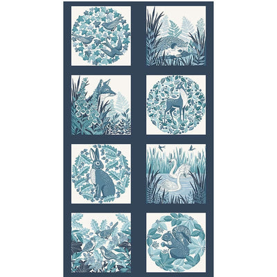 Makower Foxwood Blue Fabric Panel 020-B