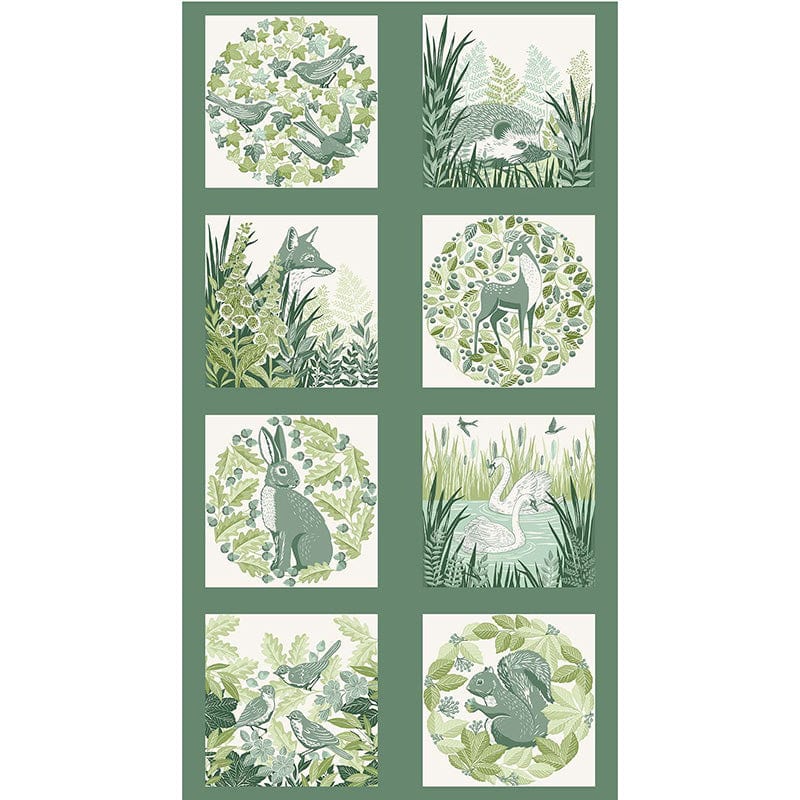 Makower Foxwood Green Fabric Panel 020-G Main Image