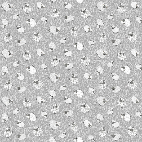 Makower Fun On The Farm Sheep Grey 068-S Main Image