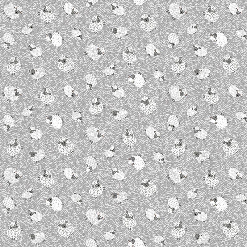 Makower Fun On The Farm Sheep Grey 068-S Main Image