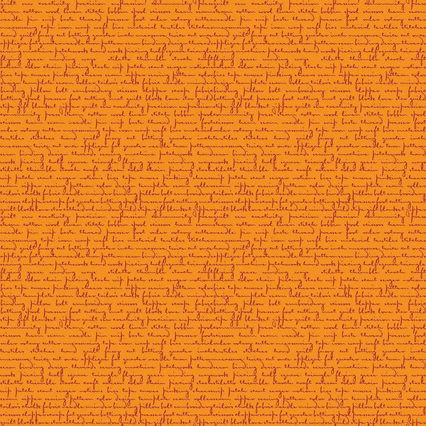 Makower Scrawl Quilty Words Tangerine 2-1214O Main Image