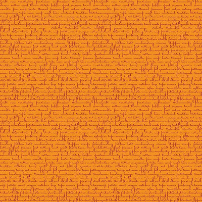 Makower Scrawl Quilty Words Tangerine 2-1214O Main Image