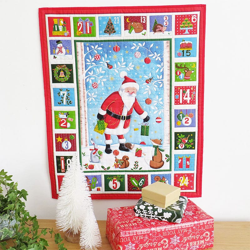 Makower Merry Christmas Santa Advent Fabric Panel 24X44 Inch