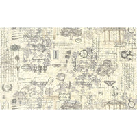 Moda 3 Sisters Favorites Collages Etchings Fabric Panel Charcoal 44370-11 Main Image