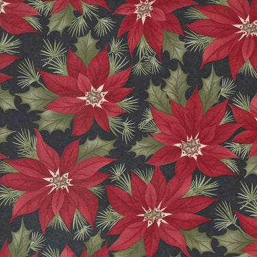 Moda A Christmas Carol Promising Poinsettia Ebony 44350-19 Main Image