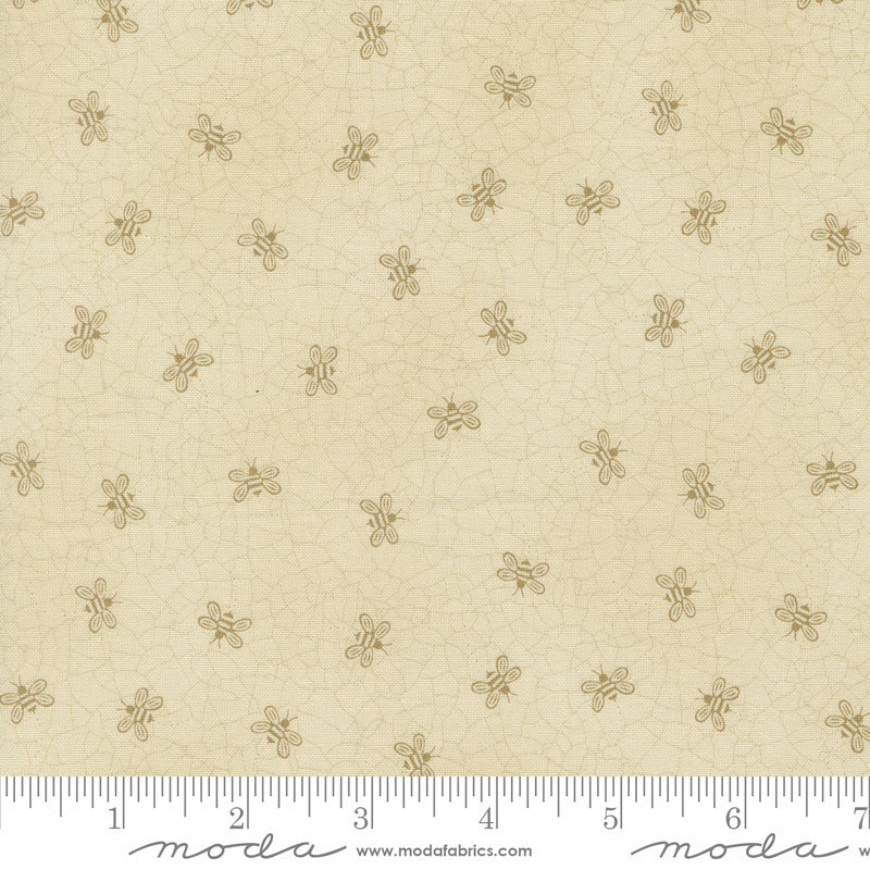 Moda Bloom And Grow Bee Toss Linen Tan 7054-11 Ruler Image