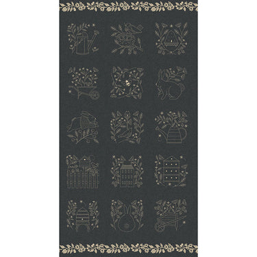 Moda Bloom And Grow Black Emboridery Fabric Panel 7055-14 Main Image