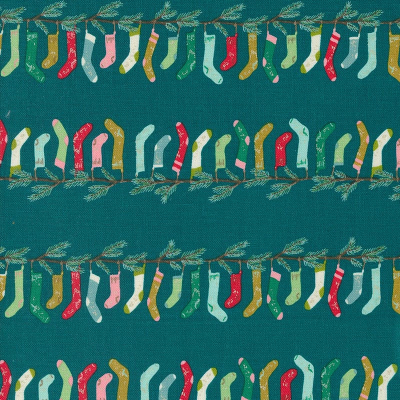 Moda Cozy Wonderland Stocking Teal 45592-15 Main Image
