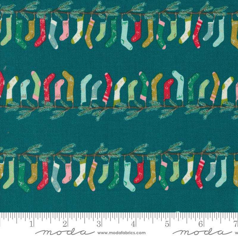 Moda Cozy Wonderland Stocking Teal 45592-15 Ruler Image