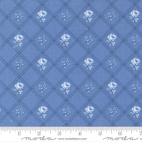 Moda Fabric Moda Blueberry Delight Rose Cornflower 3032-14  - The Sewing Studio