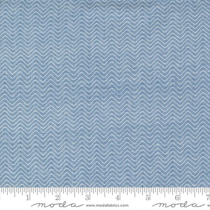 Moda Fabric Moda Denim Daisies Woven Cotton Blue Jeans Chevron 12222-17  - The Sewing Studio