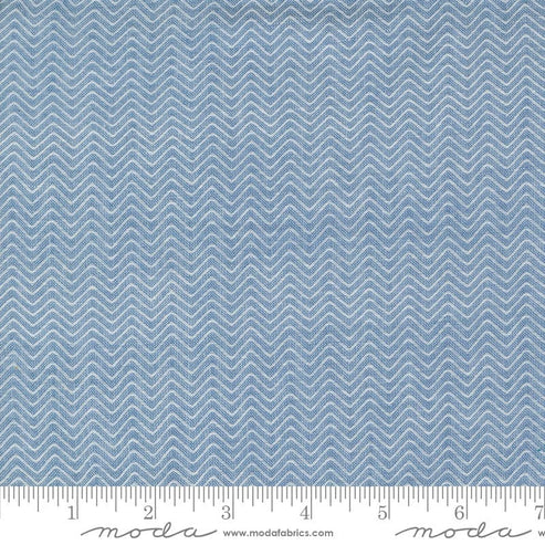 Moda Fabric Moda Denim Daisies Woven Cotton Blue Jeans Chevron 12222-17  - The Sewing Studio