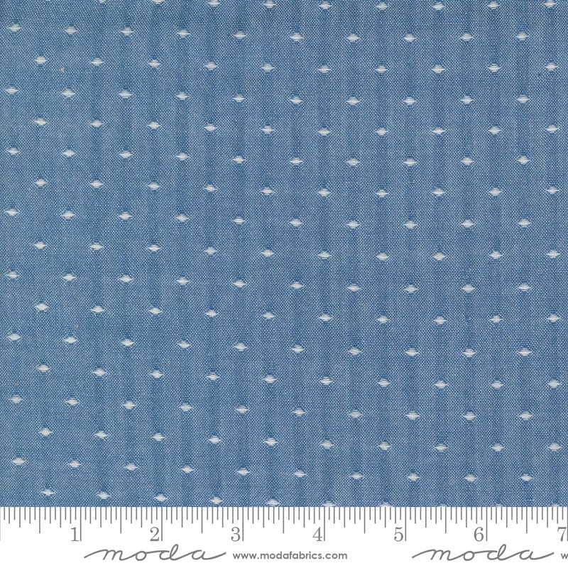 Moda Fabric Moda Denim Daisies Woven Cotton Blue Jeans Dot 12222-19  - The Sewing Studio