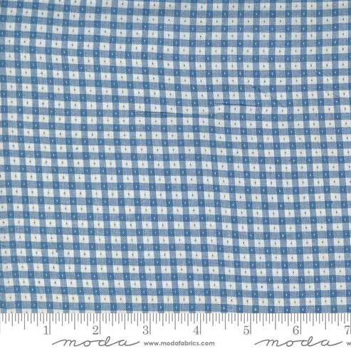 Moda Fabric Moda Denim Daisies Woven Cotton Blue Jeans Gingham 12222-18  - The Sewing Studio