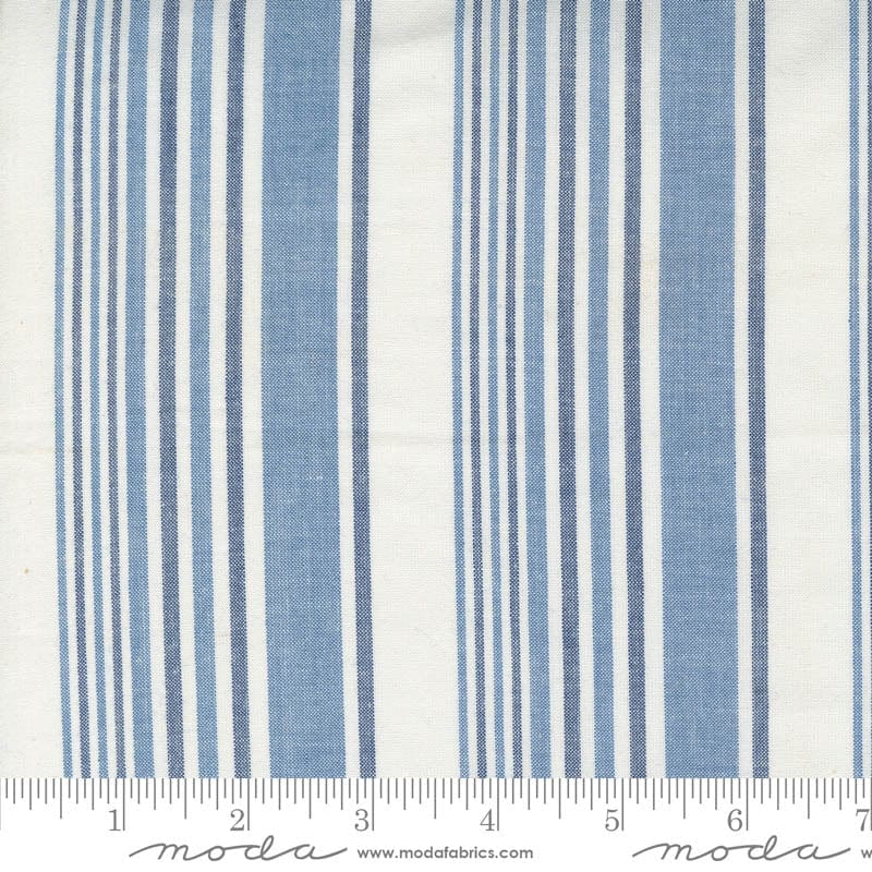 Moda Fabric Moda Denim Daisies Woven Cotton Daisy Stripe 12222-11  - The Sewing Studio