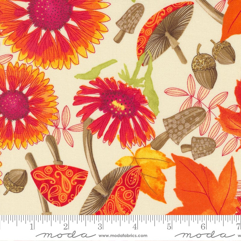 Moda Fabric Moda Fabric Forest Frolic Indian Blanket Flowers Cream 48740 12  - The Sewing Studio