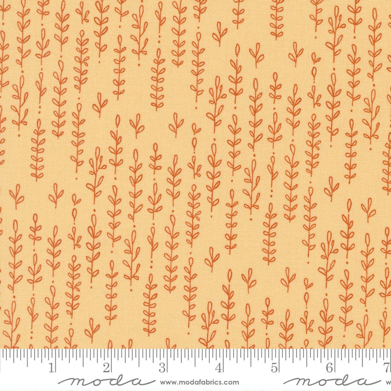 Moda Fabric Moda Fabric Forest Frolic Leafy Lines Stripes Butterscotch 48745 13  - The Sewing Studio