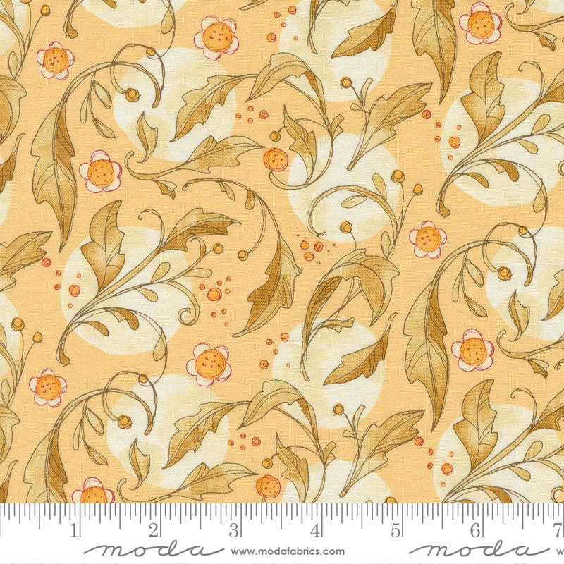 Moda Fabric Moda Fabric Forest Frolic Swirly Leaves Dot Butterscotch 48741 13  - The Sewing Studio