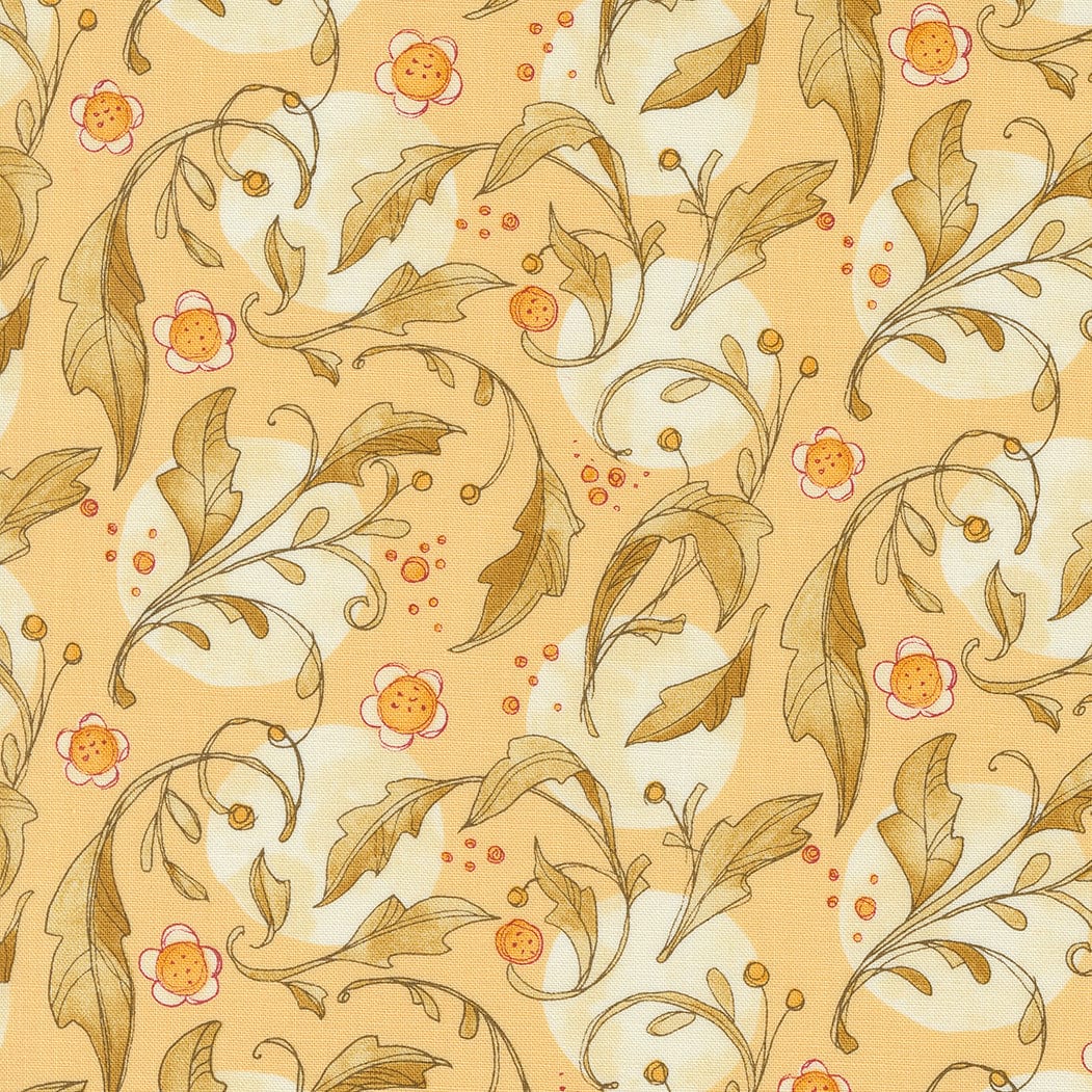 Moda Fabric Moda Fabric Forest Frolic Swirly Leaves Dot Butterscotch 48741 13  - The Sewing Studio