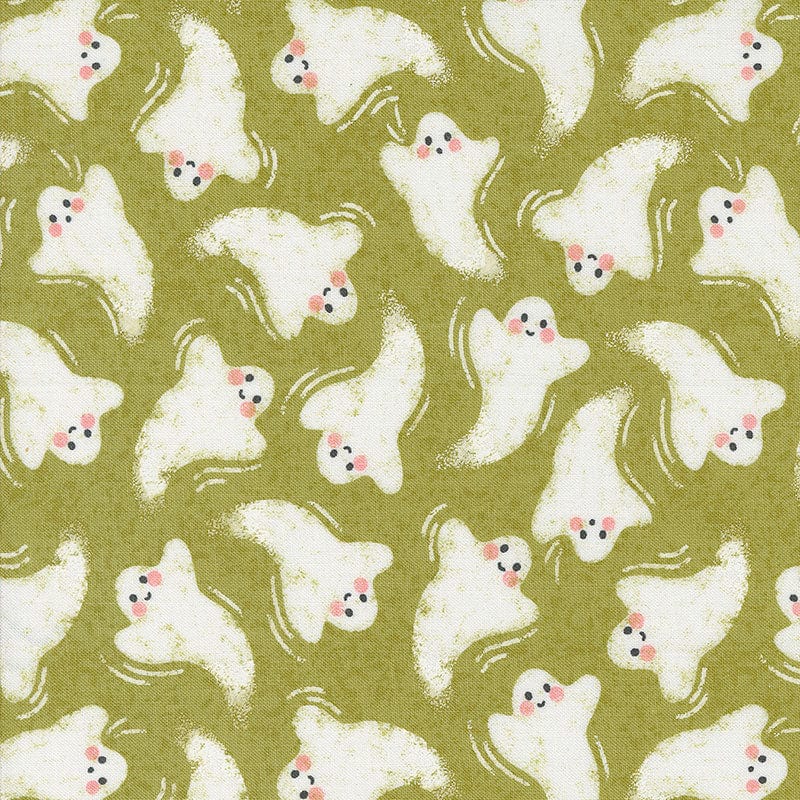 Moda Fabric Moda Hey Boo Friendly Ghost Green 5211-17  - The Sewing Studio