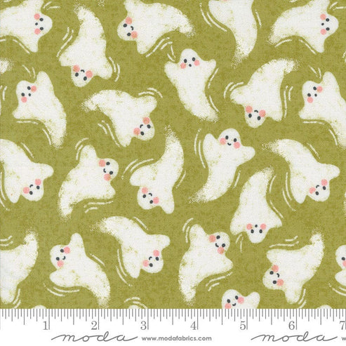 Moda Fabric Moda Hey Boo Friendly Ghost Green 5211-17  - The Sewing Studio