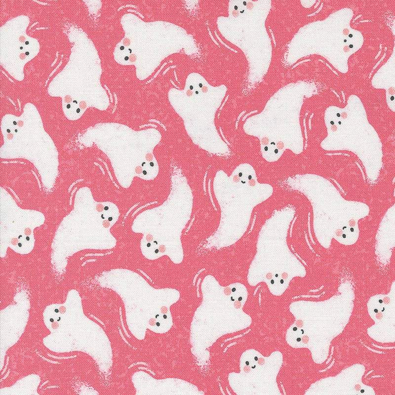 Moda Fabric Moda Hey Boo Friendly Ghost Pink 5211-14  - The Sewing Studio