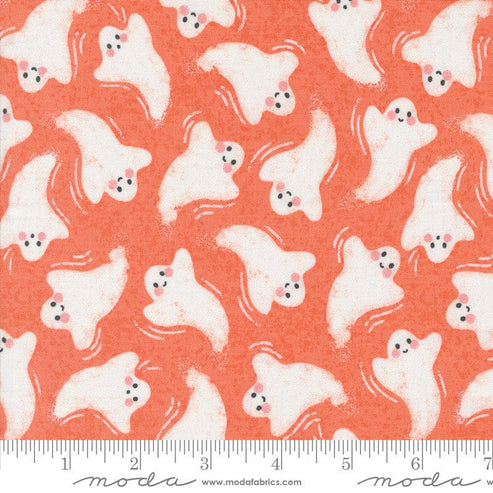 Moda Fabric Moda Hey Boo Friendly Ghost Soft Pumpkin 5211-12  - The Sewing Studio