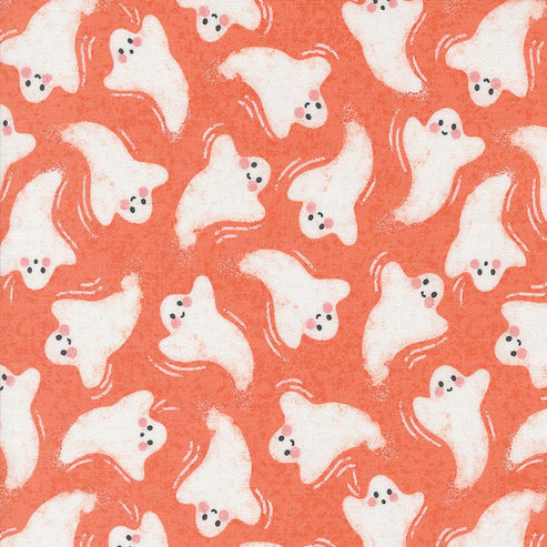 Moda Fabric Moda Hey Boo Friendly Ghost Soft Pumpkin 5211-12  - The Sewing Studio