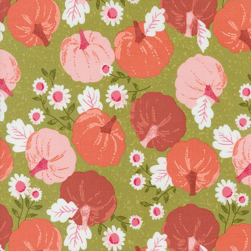 Moda Fabric Moda Hey Boo Pumpkin Patch Green 5210-17  - The Sewing Studio