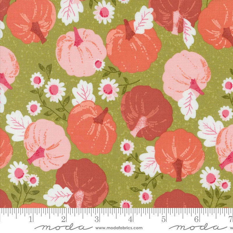 Moda Fabric Moda Hey Boo Pumpkin Patch Green 5210-17  - The Sewing Studio