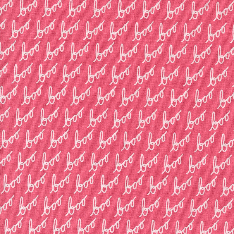 Moda Fabric Moda Hey Boo Text Pink 5212-14  - The Sewing Studio