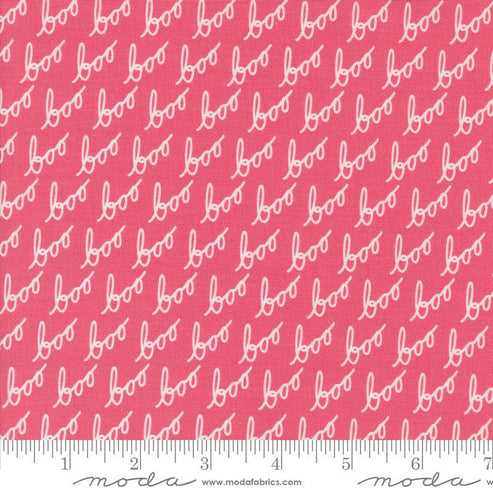 Moda Fabric Moda Hey Boo Text Pink 5212-14  - The Sewing Studio