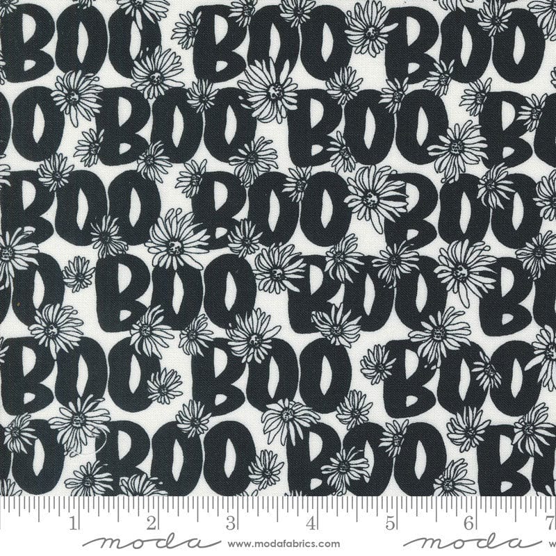 Moda Fabric Moda Noir Boo Text Ghost 11544-21  - The Sewing Studio