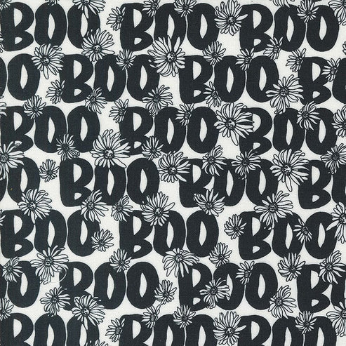 Moda Fabric Moda Noir Boo Text Ghost 11544-21  - The Sewing Studio