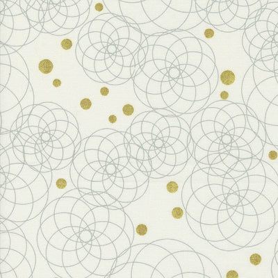 Moda Shimmer Metallic Swirling Circles Ivory 1842-11M