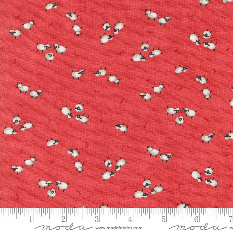 Moda Fabric Moda Willows Farm Sheep In The Pasture Barn Red 56105-21  - The Sewing Studio