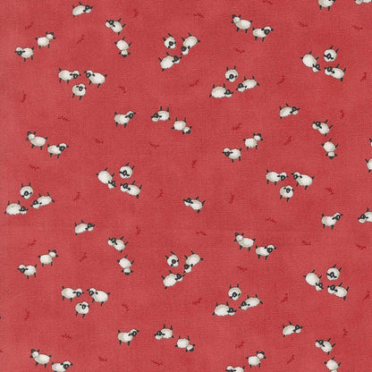 Moda Fabric Moda Willows Farm Sheep In The Pasture Barn Red 56105-21  - The Sewing Studio