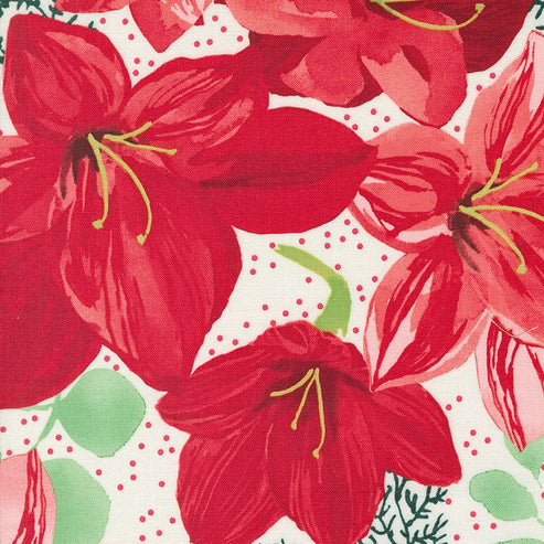 Moda Fabric Moda Winterly Christmas Lily Cream 48760-11  - The Sewing Studio