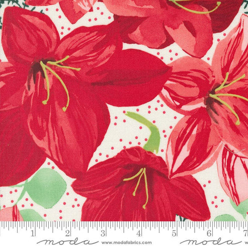 Moda Fabric Moda Winterly Christmas Lily Cream 48760-11  - The Sewing Studio