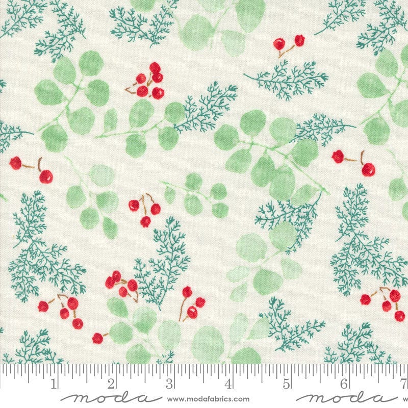 Moda Fabric Moda Winterly Greenery And Berries Cream 48764-11  - The Sewing Studio