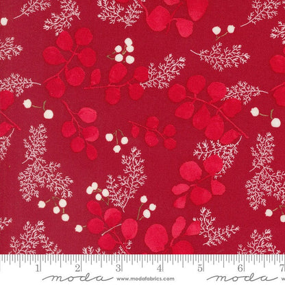 Moda Fabric Moda Winterly Greenery And Berries Crimson 48764-16  - The Sewing Studio