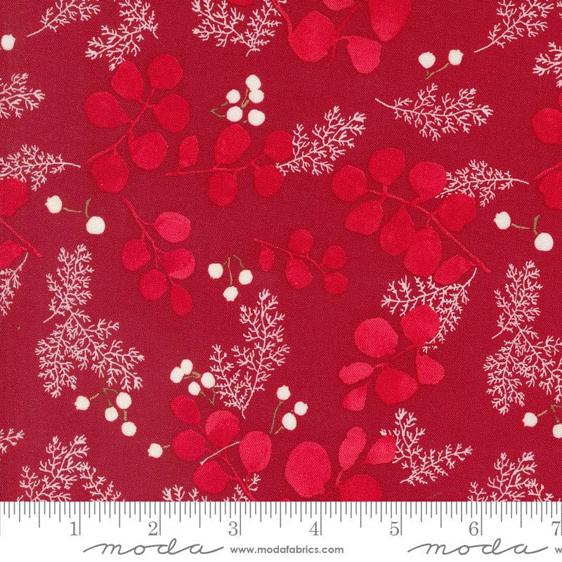 Moda Fabric Moda Winterly Greenery And Berries Crimson 48764-16