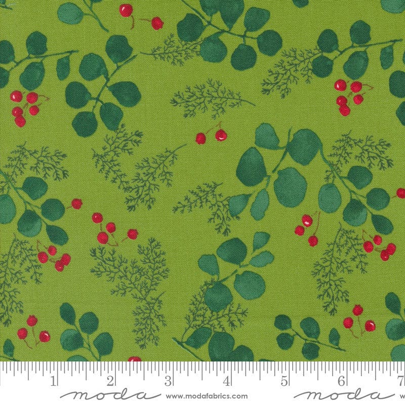 Moda Fabric Moda Winterly Greenery And Berries Grass 48764-13