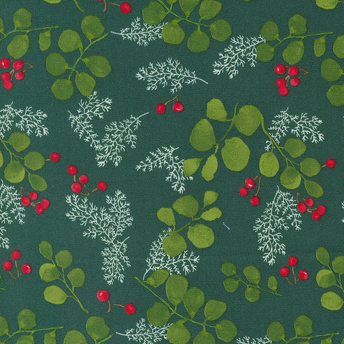 Moda Fabric Moda Winterly Greenery And Berries Spruce 48764-18  - The Sewing Studio