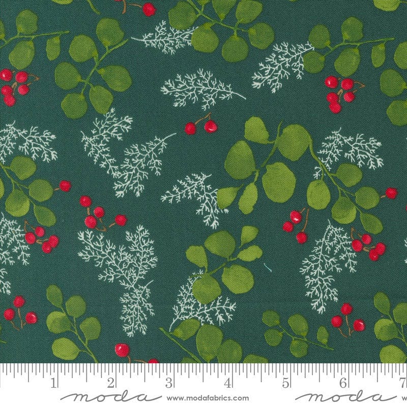 Moda Fabric Moda Winterly Greenery And Berries Spruce 48764-18  - The Sewing Studio